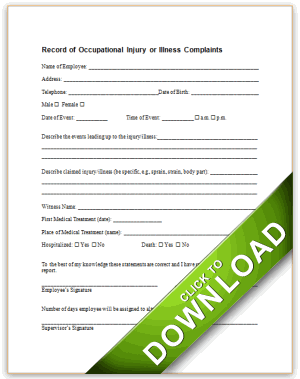 Report of Claimed Occupational Injury or Illness